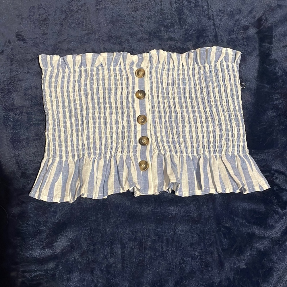 Blue and white tube top